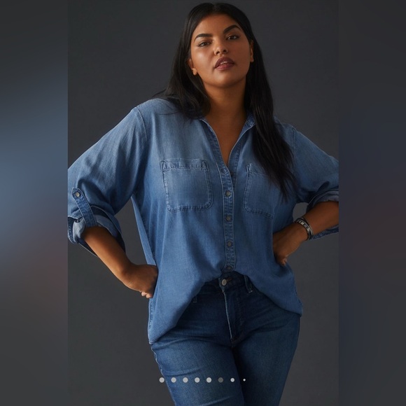 Anthropologie Tops - Cloth & Stone Chambray Button-Down Shirt | Anthropologie | Light Denim | 3X